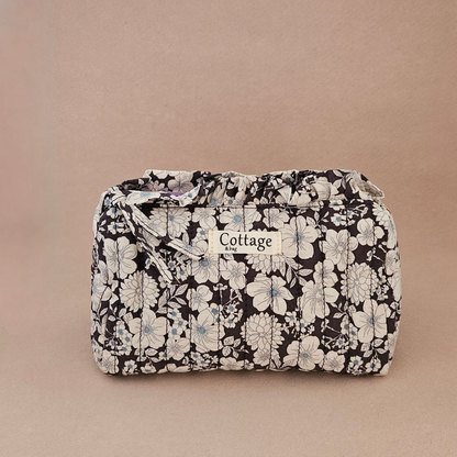 Trousse maquillage froufrou 100 % coton  : Tulipe marron
