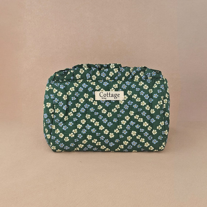 Trousse maquillage froufrou 100 % coton  : Tulipe marron