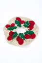 Chouchou élastique crochet cerises 12cm  100% COTON