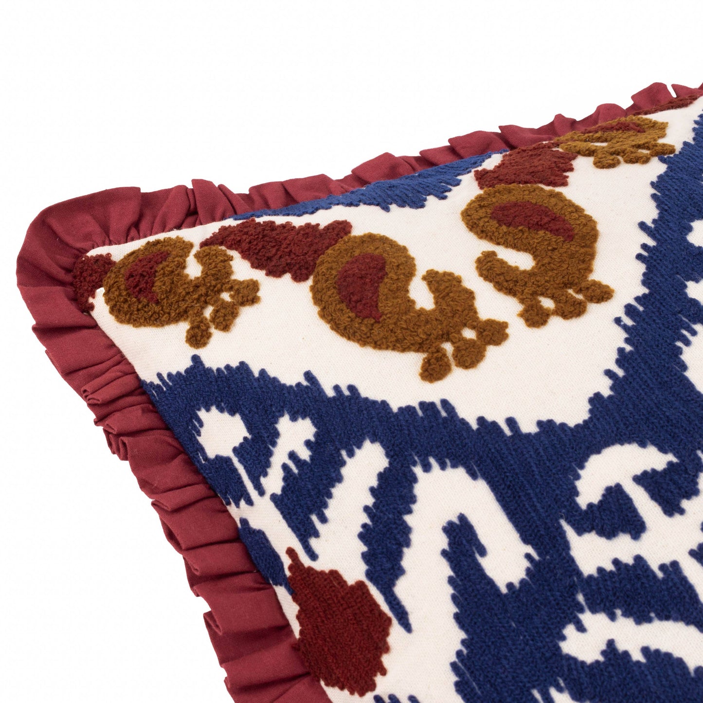 Coussin Henderson en coton brodé Ruby/Gold: Ruby/Or / Garni en polyester / 45 x 45 cm
