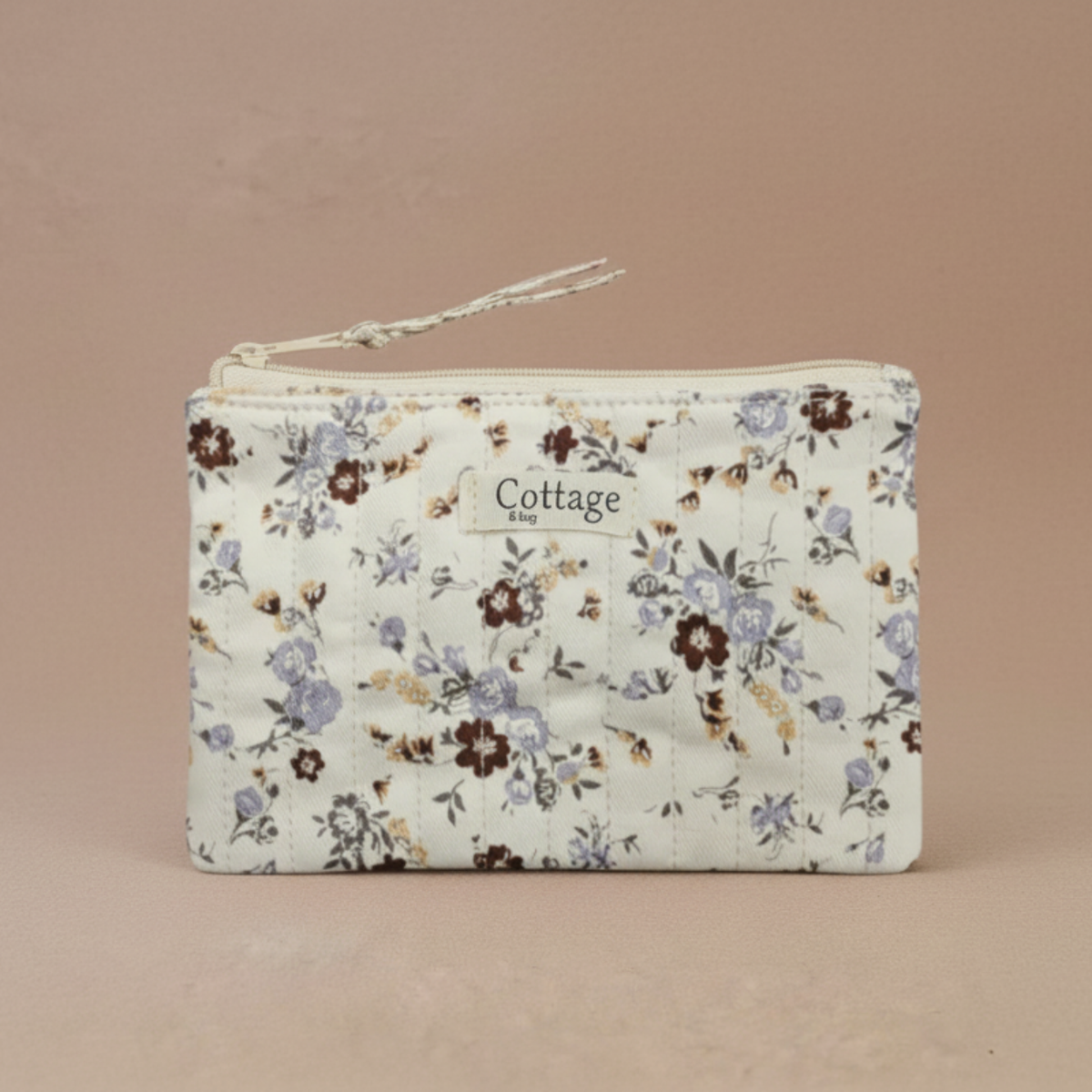 Pochette plate  100 % coton  : Léopard fleuri moutarde