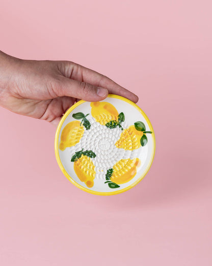 Assiette râpe-ail en céramique - Petite jaune et blanche - Limone