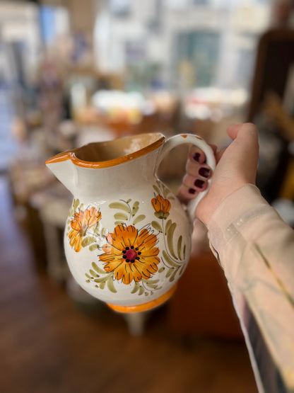 Pichet vintage fleurs oranges