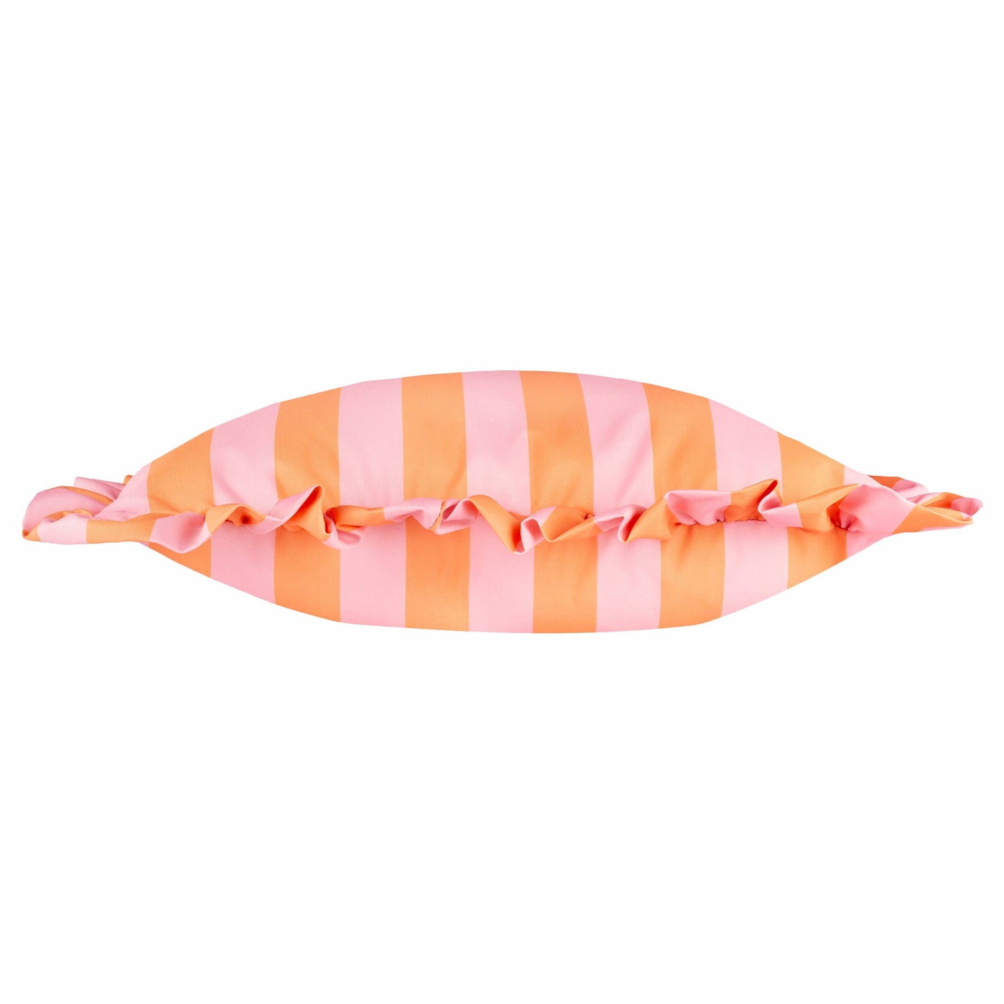 Coussin d'extérieur à volants Palm Royale Stripe Rose/Orange: Rose/Orange / Garni en polyester / 50 x 50 cm