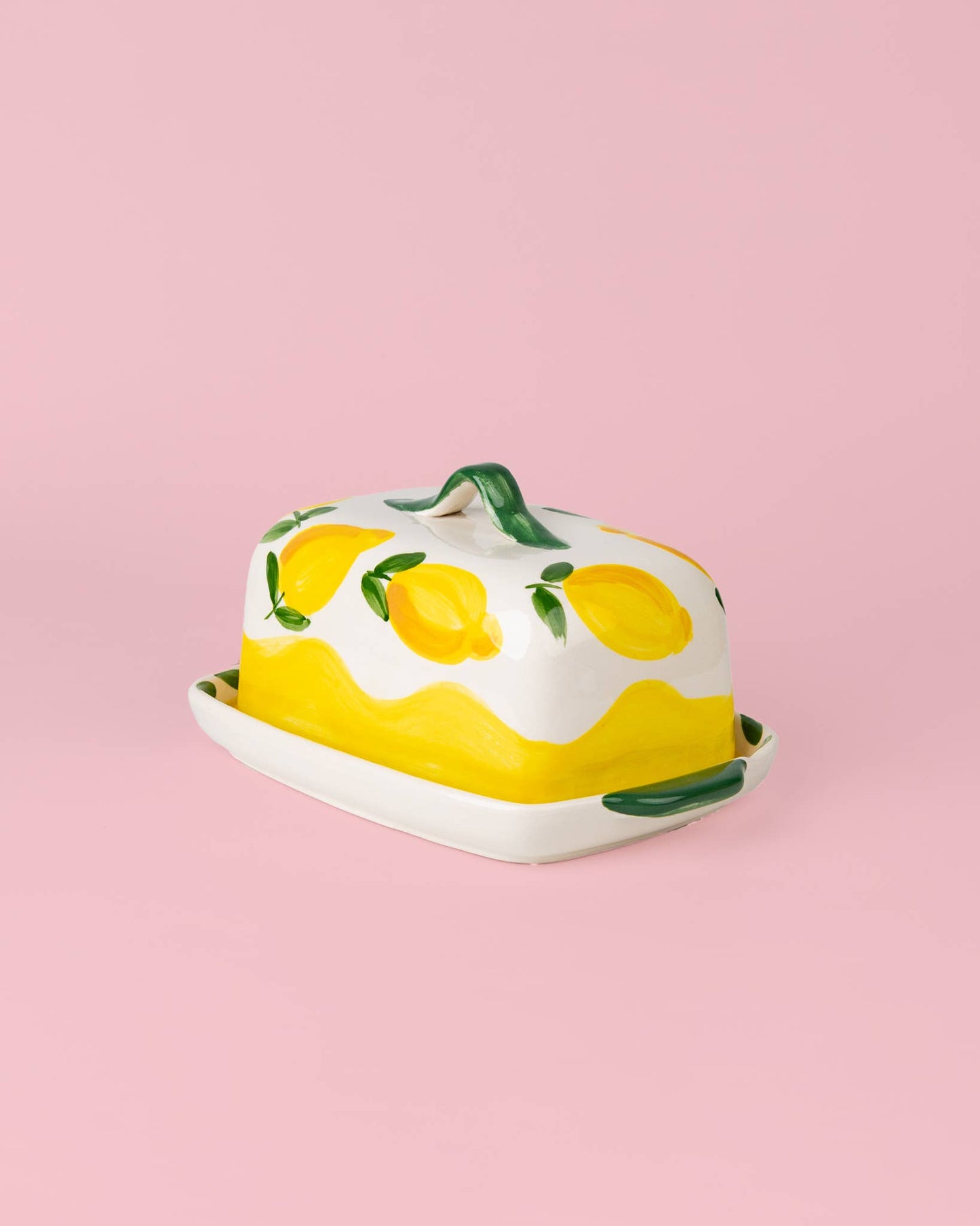Beurrier artisanal en céramique – jaune et blanc - Limone