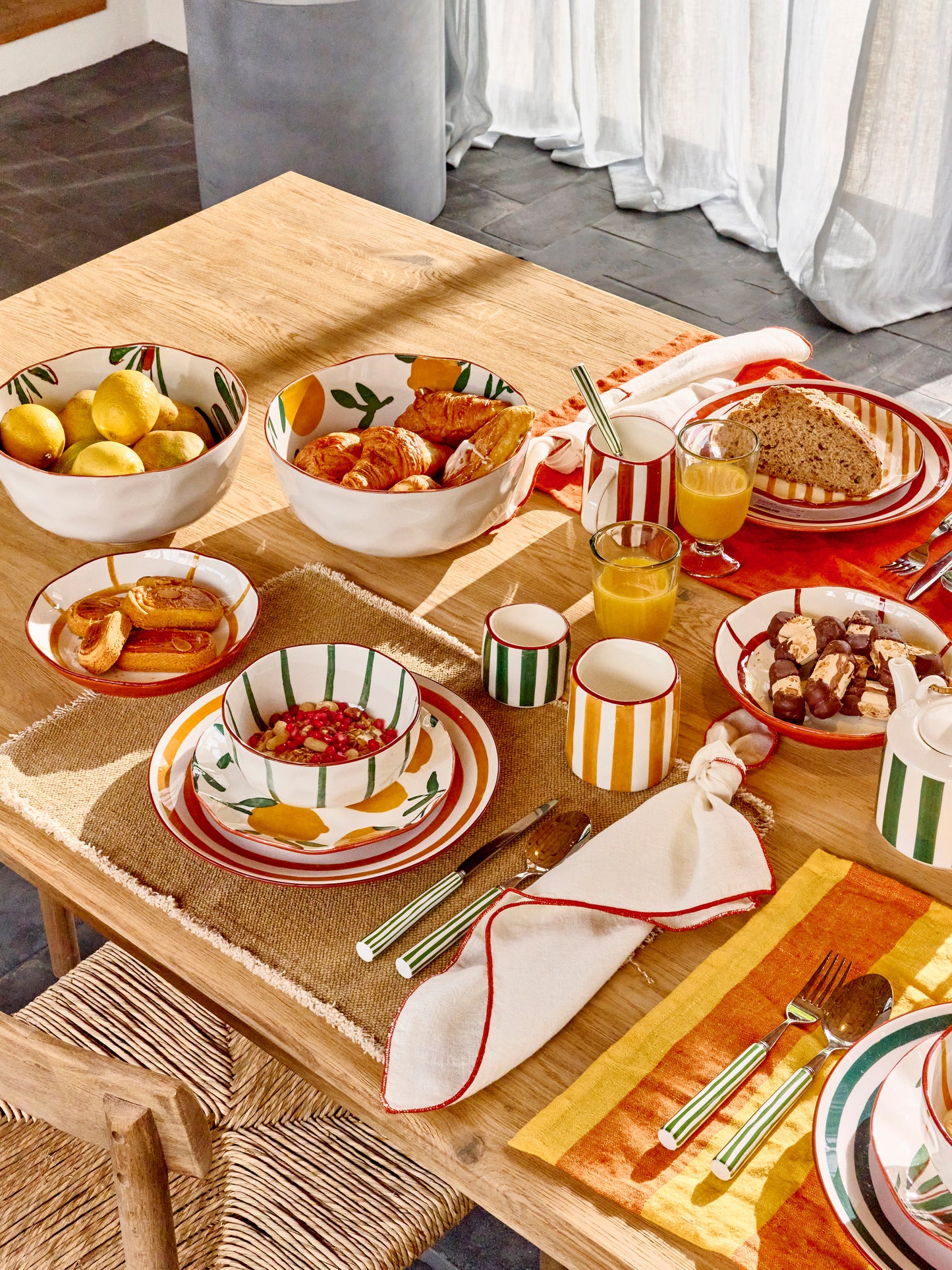 Mug Porcelaine Mykonos rayures rouilles