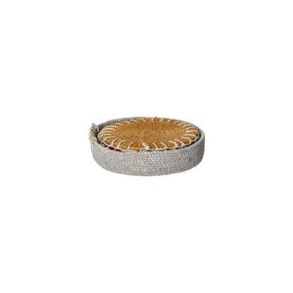 set/4 dessous de verre - jonc de mer - DIA 12 x H 3 cm - mix de couleurs