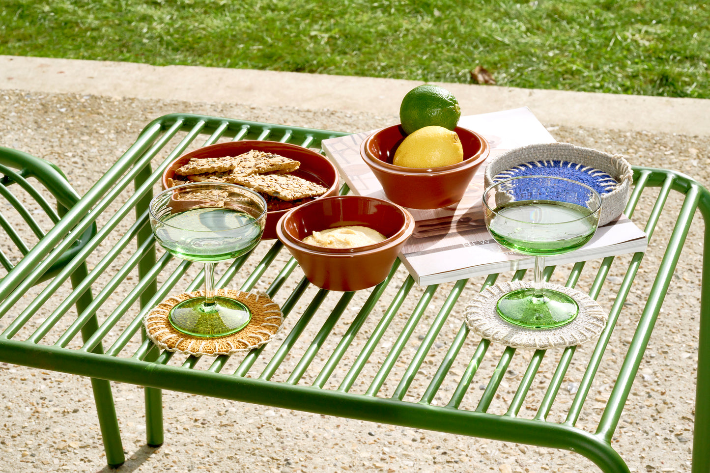 set/4 dessous de verre - jonc de mer - DIA 12 x H 3 cm - mix de couleurs