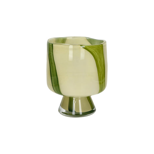 Vase / photophore - verre - CAMOU - DIA 17,5 x H 21,5 cm - olive
