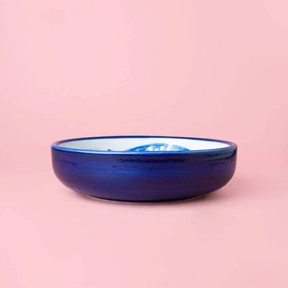 Assiette râpe à ail - Grande, en céramique bleue - Thon