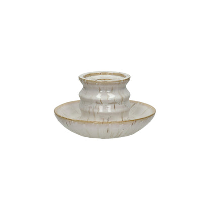 Bougeoir Ilena - faïence - DIA 15 x H 8,5 cm - blanc