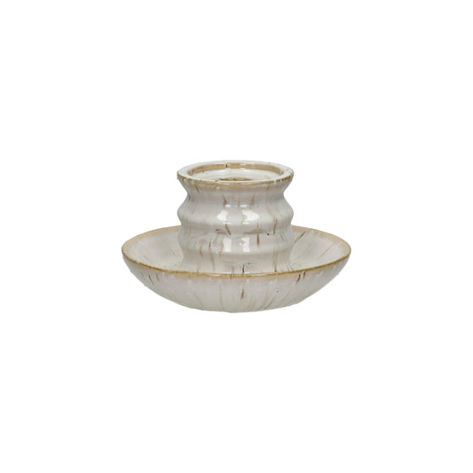Bougeoir Ilena - faïence - DIA 15 x H 8,5 cm - blanc