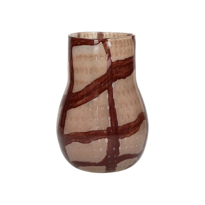 ANIMA  vase / photophore bordeaux en verre - DIA 17,8 x H 26 cm