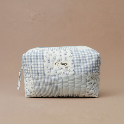 Trousse  de toilette XL 100 % coton  : Patch bleu