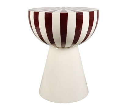 TABLE APPOINT ARTY FUN ECRU+BORDEAUX D38.5XH47