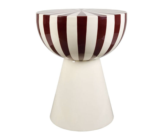 TABLE APPOINT ARTY FUN ECRU+BORDEAUX D38.5XH47