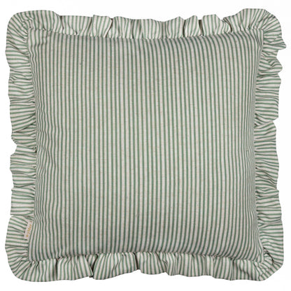 Coussin à Volants Brodé Martha Sauge: Sauge / Garni en polyester / 50 x 50 cm