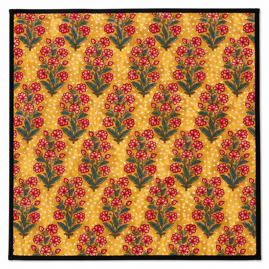 Lot de 4 Serviettes de tables en coton Block Print: Capucine GM