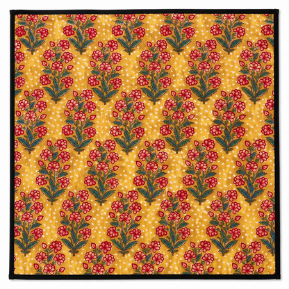 Lot de 4 Serviettes de tables en coton Block Print: Pivoine GM