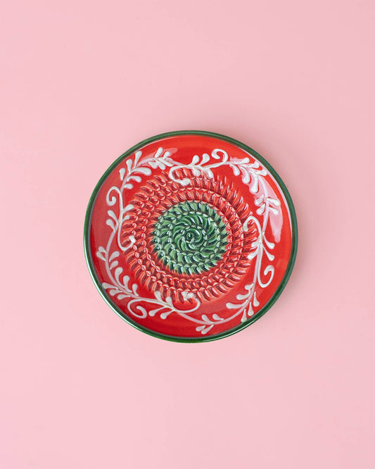 Plaque râpe-ail en céramique / Petite Alcazaba rouge: CON PACKAGING