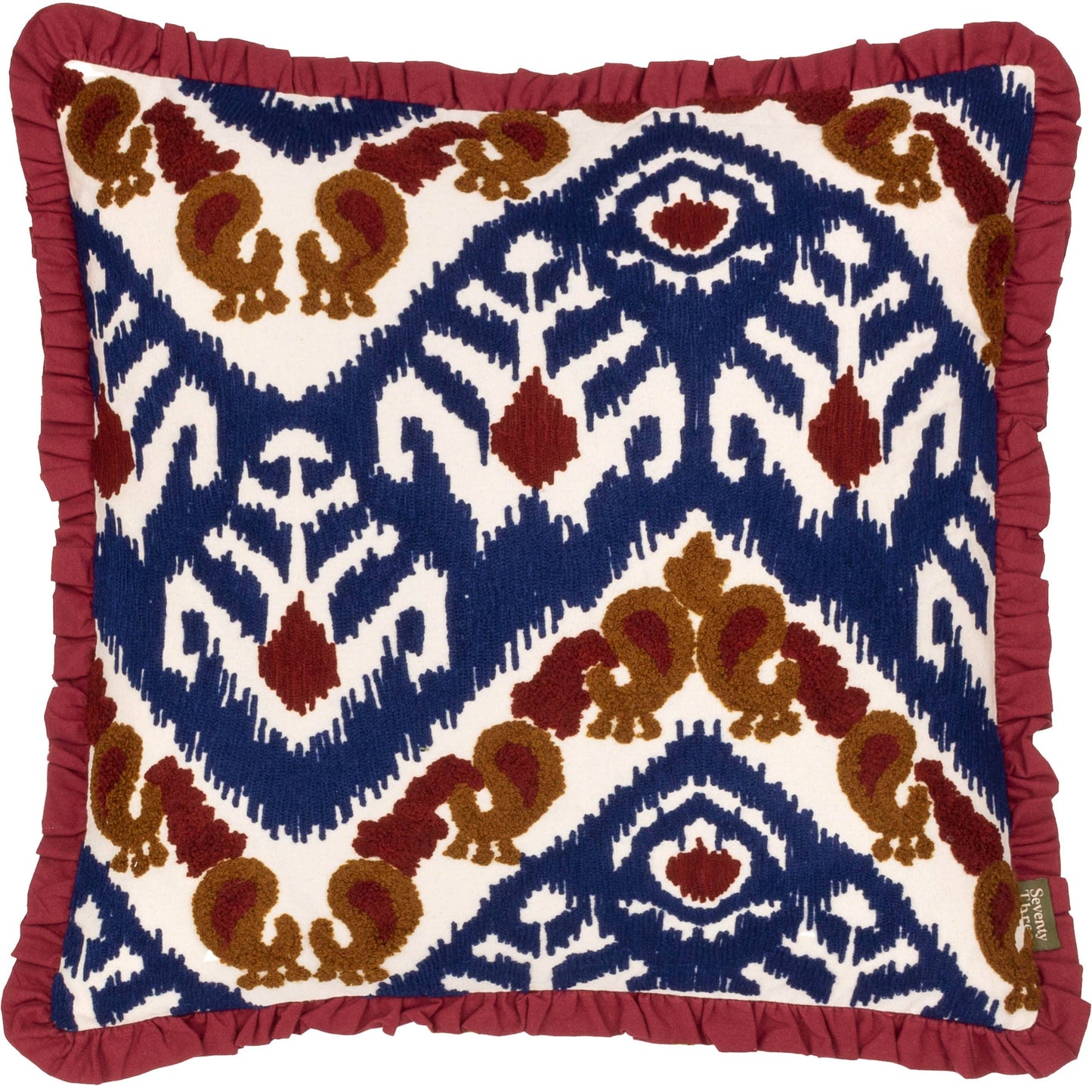 Coussin Henderson en coton brodé Ruby/Gold: Ruby/Or / Garni en polyester / 45 x 45 cm