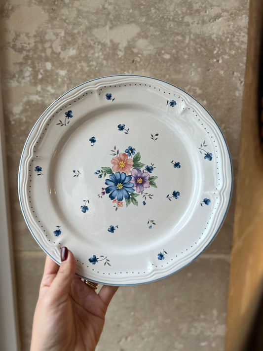Assiettes plates vintage bouquet provincial