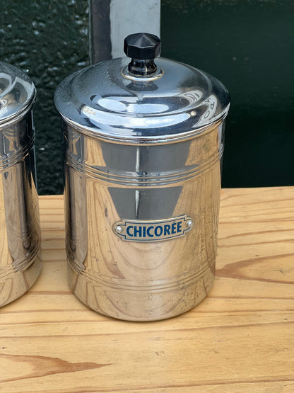 Boîtes de cuisine vintage en inox