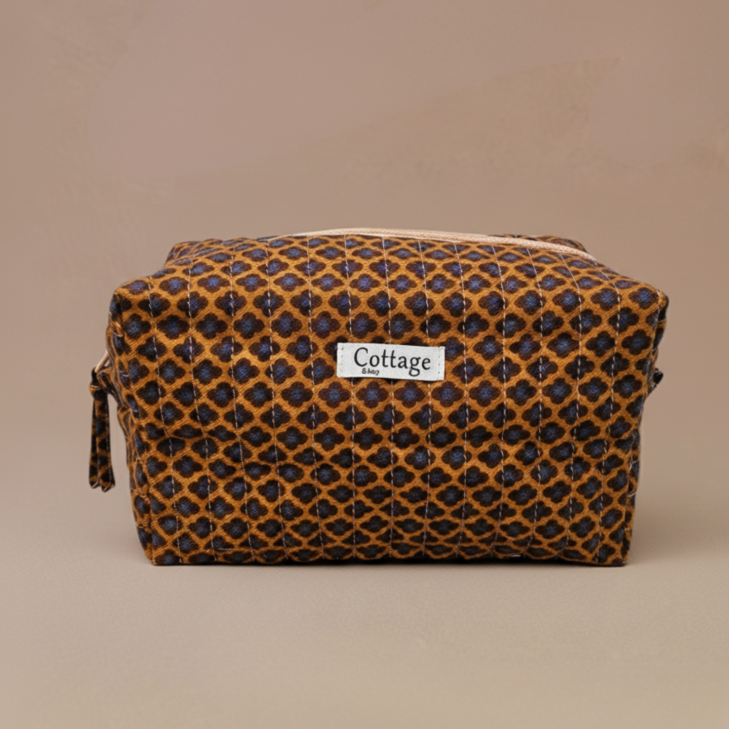 Trousse  de toilette XL 100 % coton  : Champetre bleu