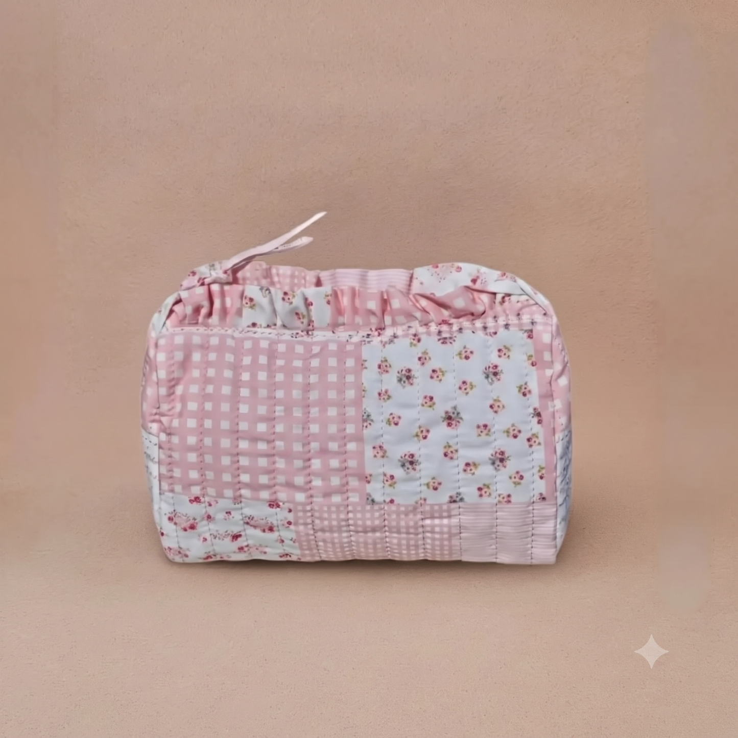 Trousse maquillage froufrou 100 % coton  : Tulipe marron