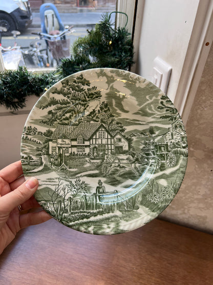 Assiettes creuses vintage vertes