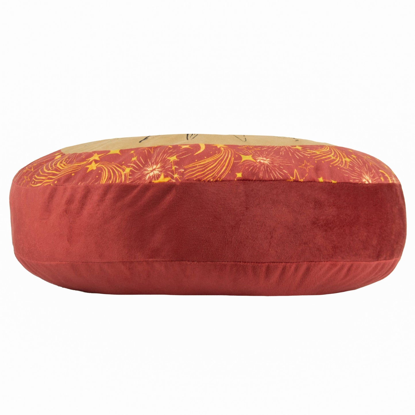 Coussin rond Éthéré Soleil en velours Poussière d’or/Rouille: Poussière d'or/rouille / 40 x 40 cm