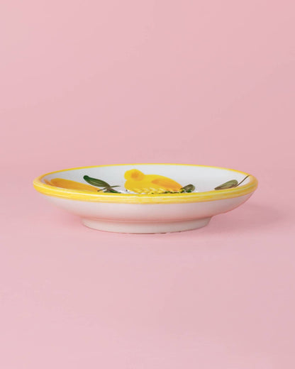 Assiette râpe-ail en céramique - Petite jaune et blanche - Limone