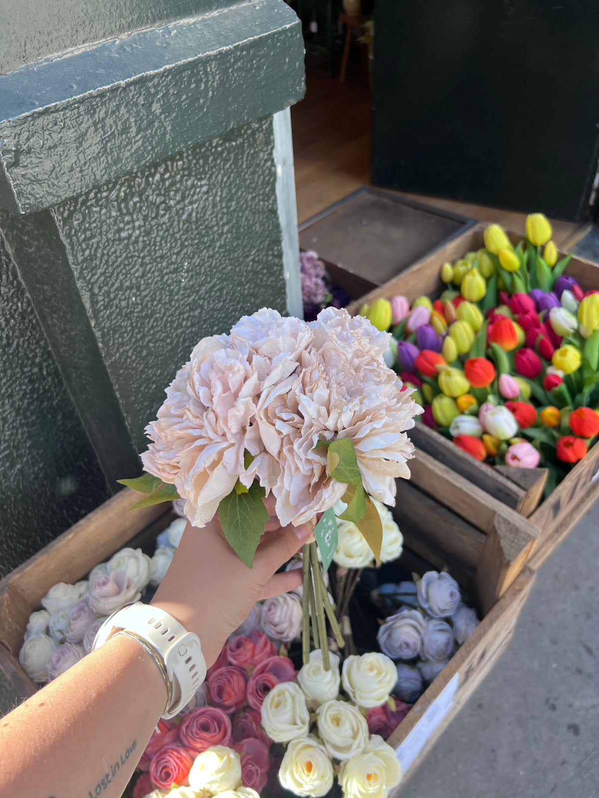 Bouquets pivoine hortensia en tissus