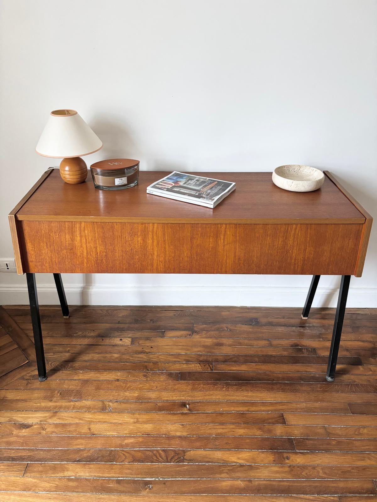 Console vintage en bois et métal