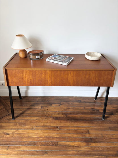 Console vintage en bois et métal
