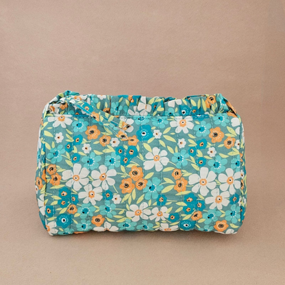 Trousse maquillage froufrou 100 % coton  : Tulipe marron