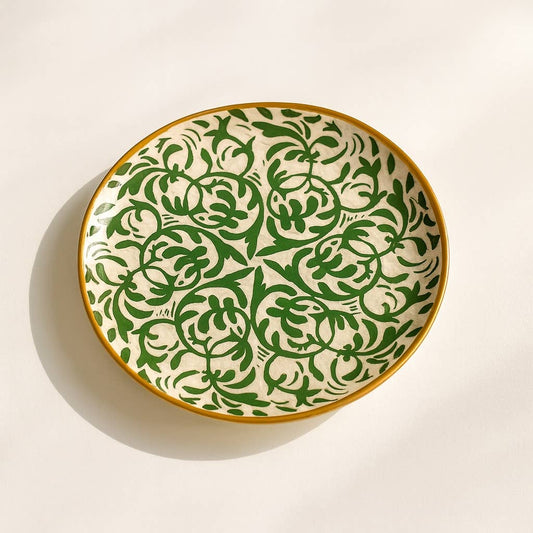 Assiette à dessert 19cm en grès décor vert HÉRACLÉE