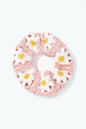 Chouchou élastique crochet fleurs 13cm Rose / 100% COTON