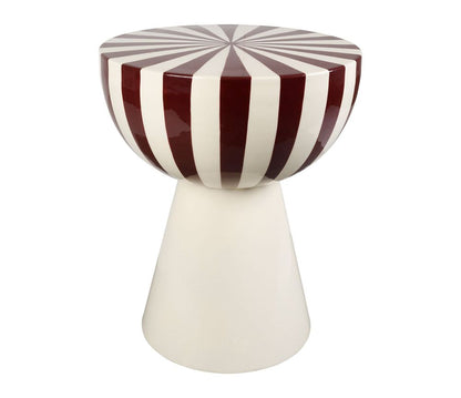TABLE APPOINT ARTY FUN ECRU+BORDEAUX D38.5XH47