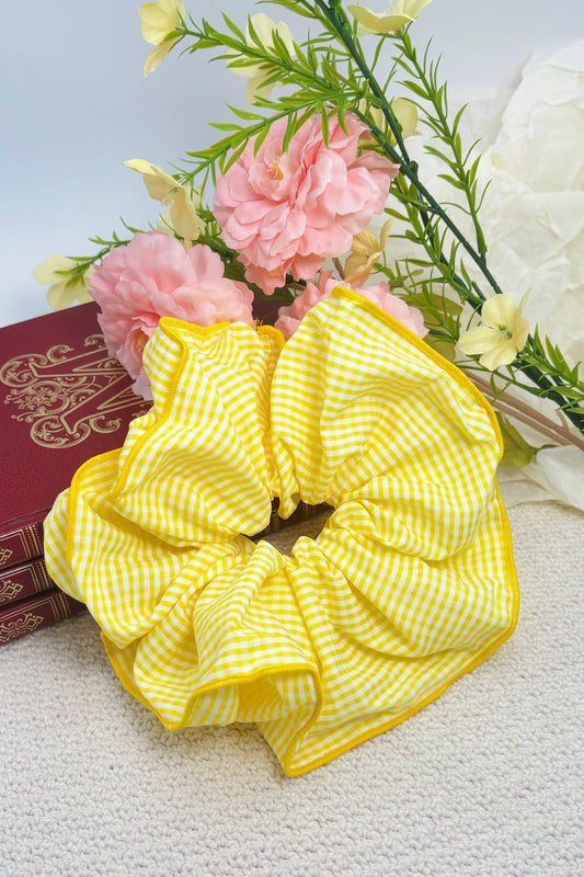 Chouchou à carreaux vichy 20cm FQ57: Jaune / Synthétique