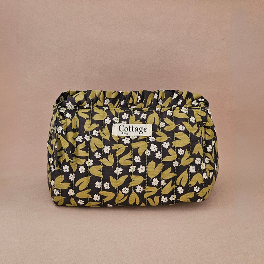 Trousse maquillage froufrou 100 % coton  : Tulipe marron