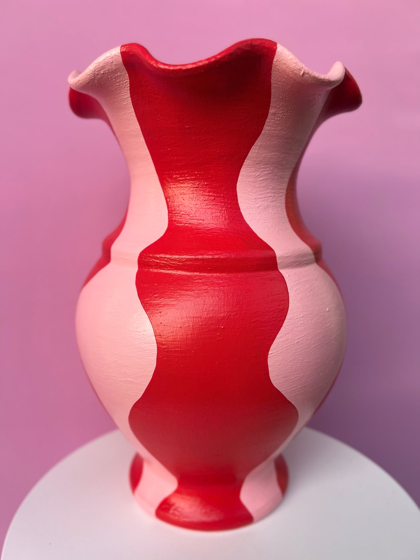 BABIOLA - Grand vase rose et rouge