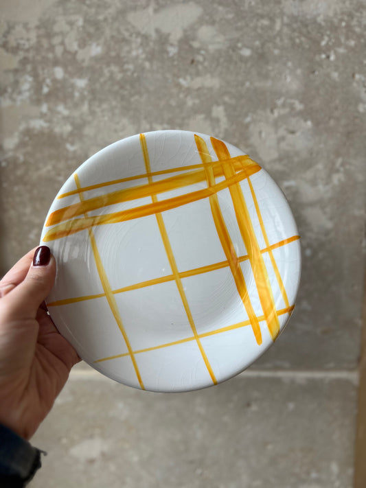Assiettes à dessert vintage torchon orange