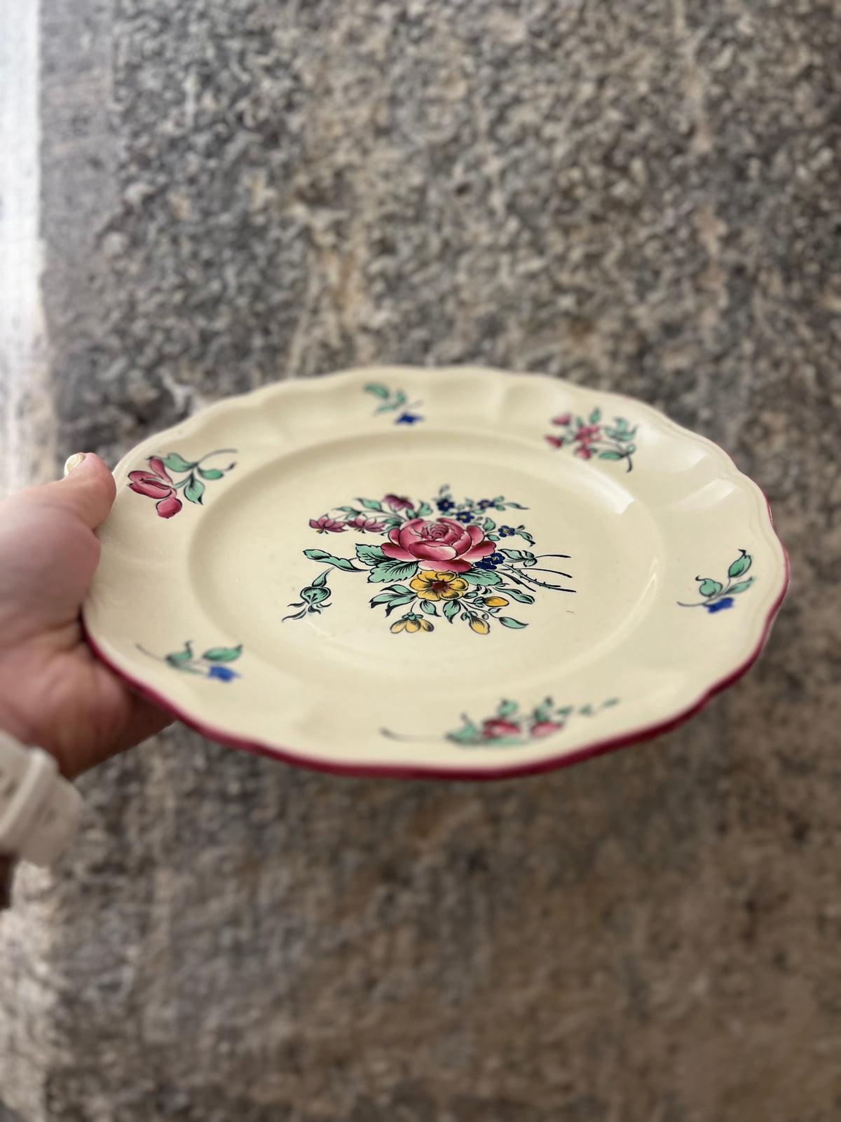 Assiettes vintage plate - Luneville - Pivoine