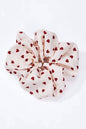 Chouchou blanc motif petits coeurs 12cm