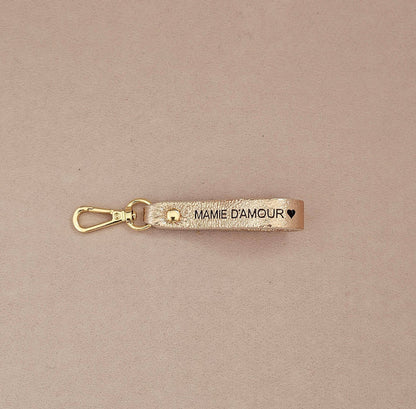 Porte-Clé Cuir - papy mamie d'amour : Vieux rose