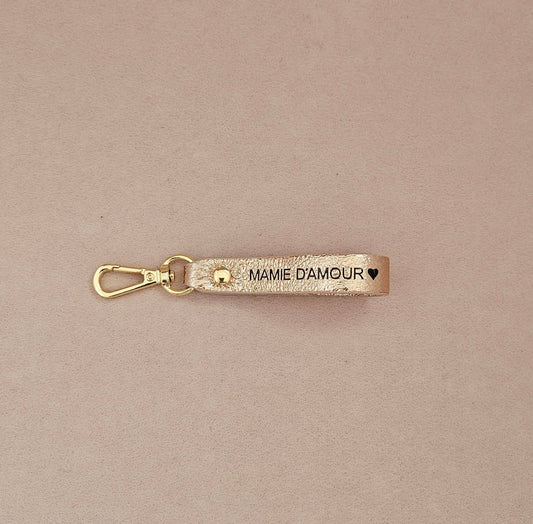 Porte-Clé Cuir - papy mamie d'amour : Champagne