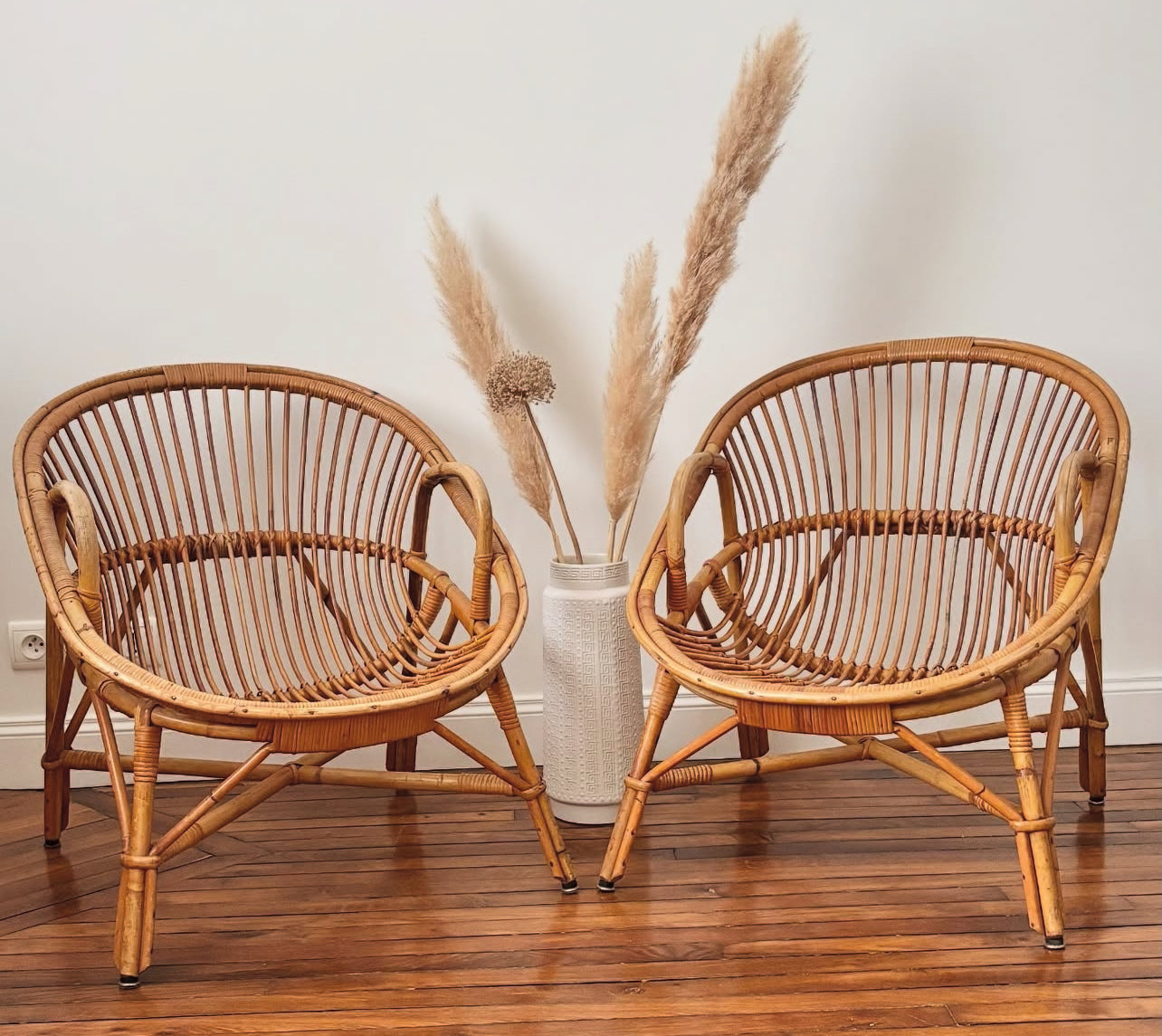 Fauteuil en rotin vintage