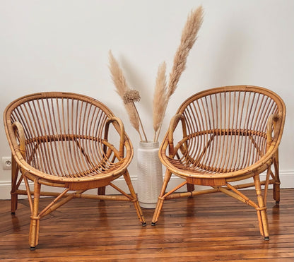 Fauteuil en rotin vintage