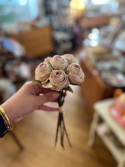 Bouquets de 5 roses en tissus